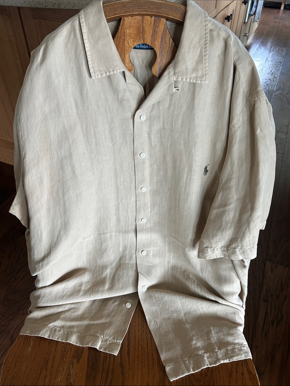 Ralph Lauren Beige Linen Camp Collar Shirt